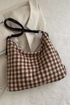 Plaid Adjustable Strap Handbag - Tote Bag by Trendsi | Available at Handbags Specialist Headquarter