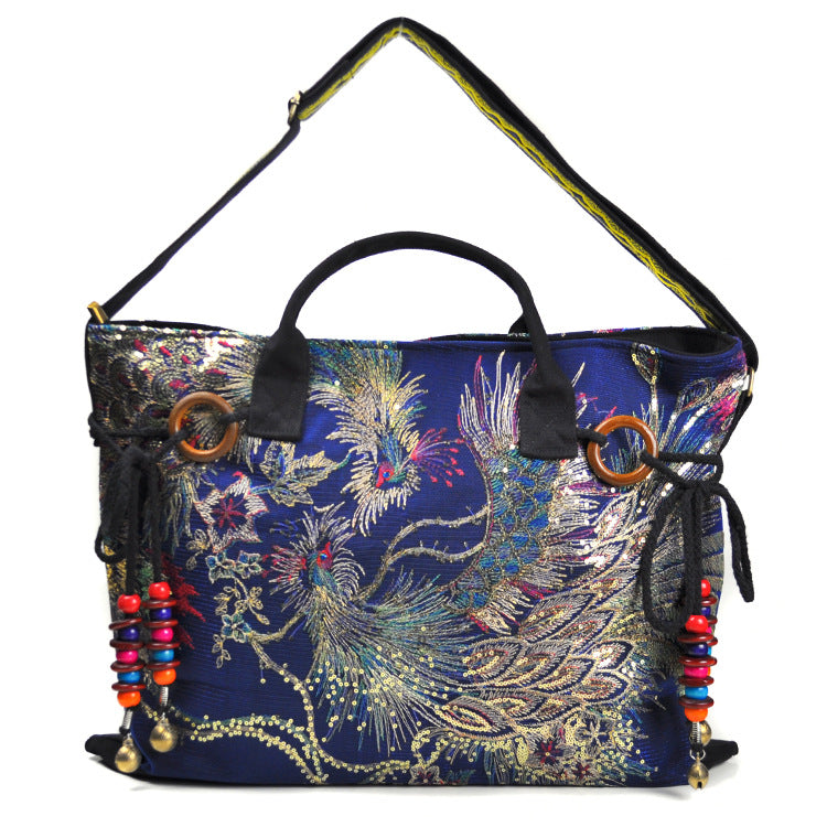 Canvas embroidered handbag