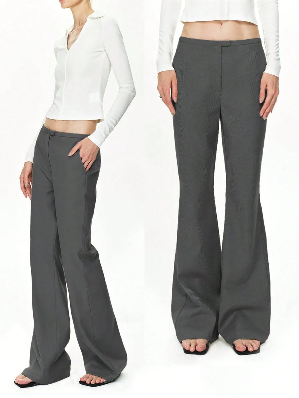 High Waist Flare Leg Trousers - Women Pants by Trendsi | Available at Handbags Specialist Headquarter
