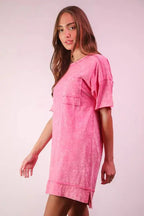 VERY J Plus Size Mineral Washed Knit Shift Mini Dress - Women Plus Size by Trendsi | Available at Handbags Specialist Headquarter