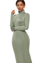 Mock Neck Long Sleeve Maxi Slim Dress - Maxi Dress by Trendsi | Available at Handbags Specialist Headquarter