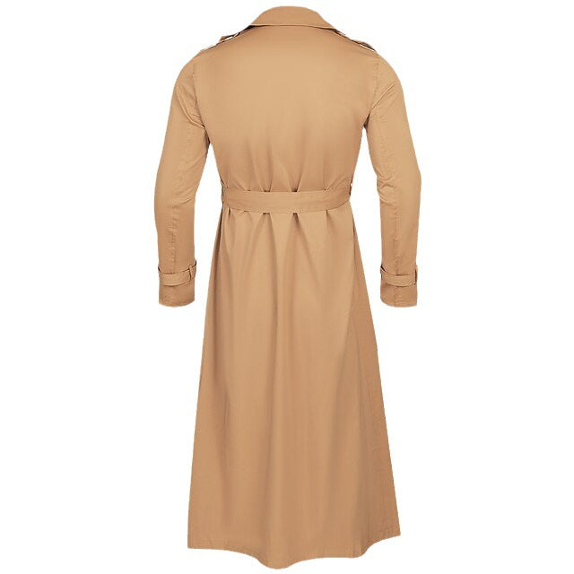 Grandeur Lapel Double-Breasted Belted Trench Coat