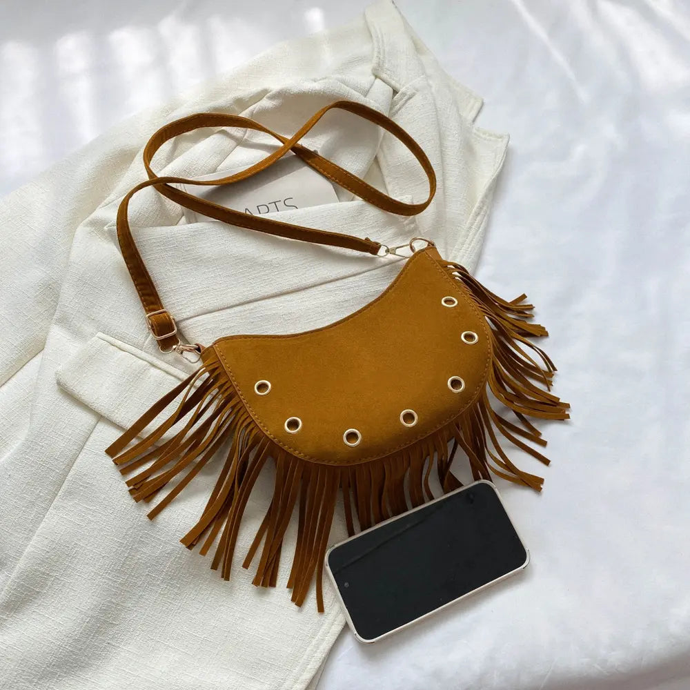 Fringe Detail Crossbody Bag - Handbags by Trendsi | Available at Handbags Specialist Headquarter