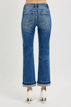 RISEN Mid Rise Ankle Straight Cuffed Jeans - Women / Jeans & Denim by Trendsi | Available at Handbags Specialist Headquarter