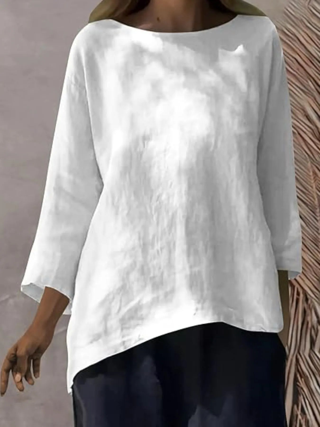 Full Size Round Neck Relaxed Fit Blouse Plus Size - Tops by Trendsi | Available at Handbags Specialist Headquarter