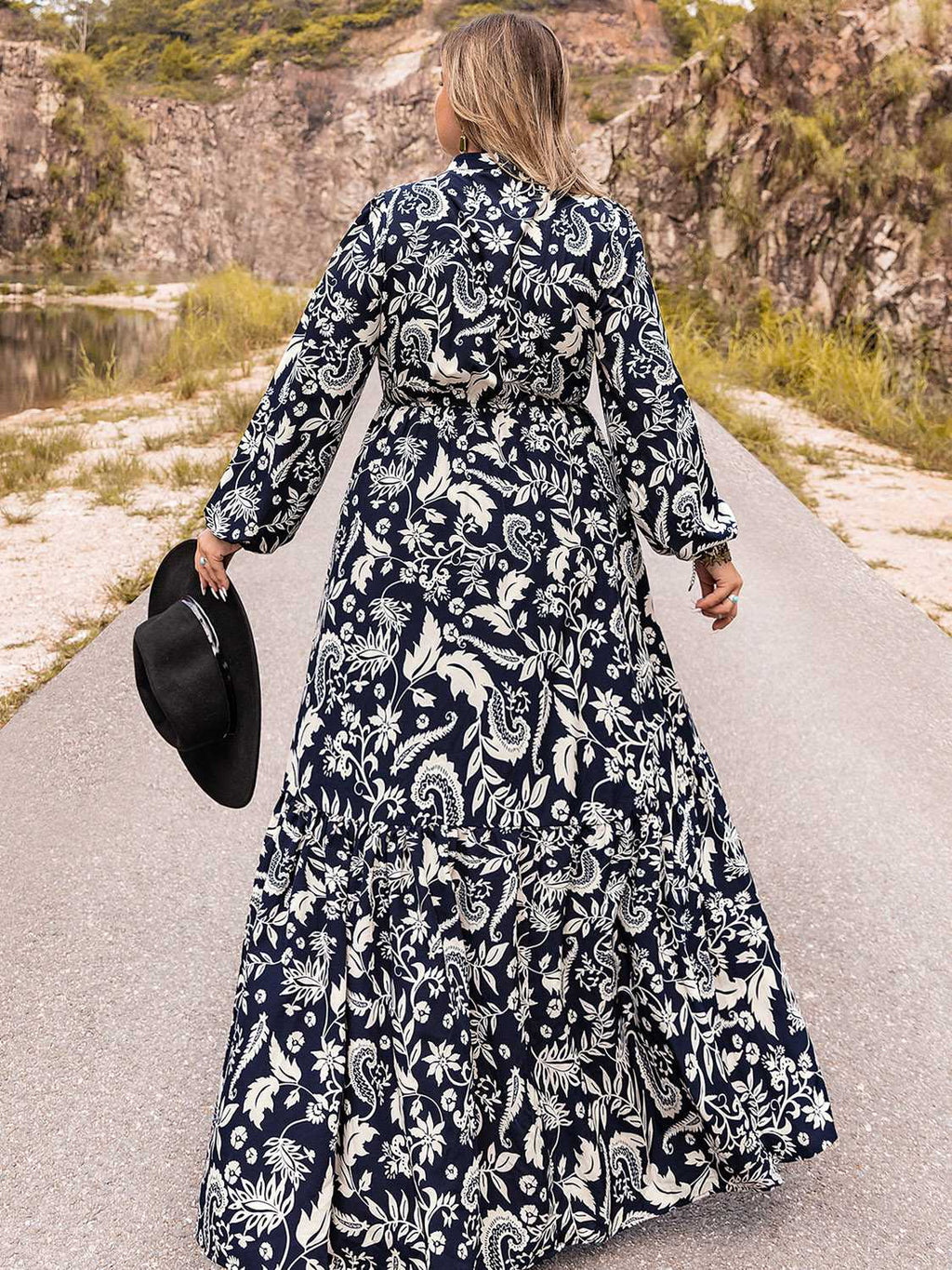 Plus Size Long Sleeve Maxi Dress - Dresses by Trendsi | Available at Handbags Specialist Headquarter