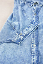 Oversized Button Down Denim Shirt Dress - Women / Jeans & Denim by Trendsi | Available at Handbags Specialist Headquarter