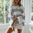 Chic Striped Batwing Knit Sweater for Women