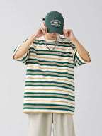 Men's Plus Size Basic style Round Neck Striped T-Shirt - Men's T-Shirt by Trendsi | Available at Handbags Specialist Headquarter