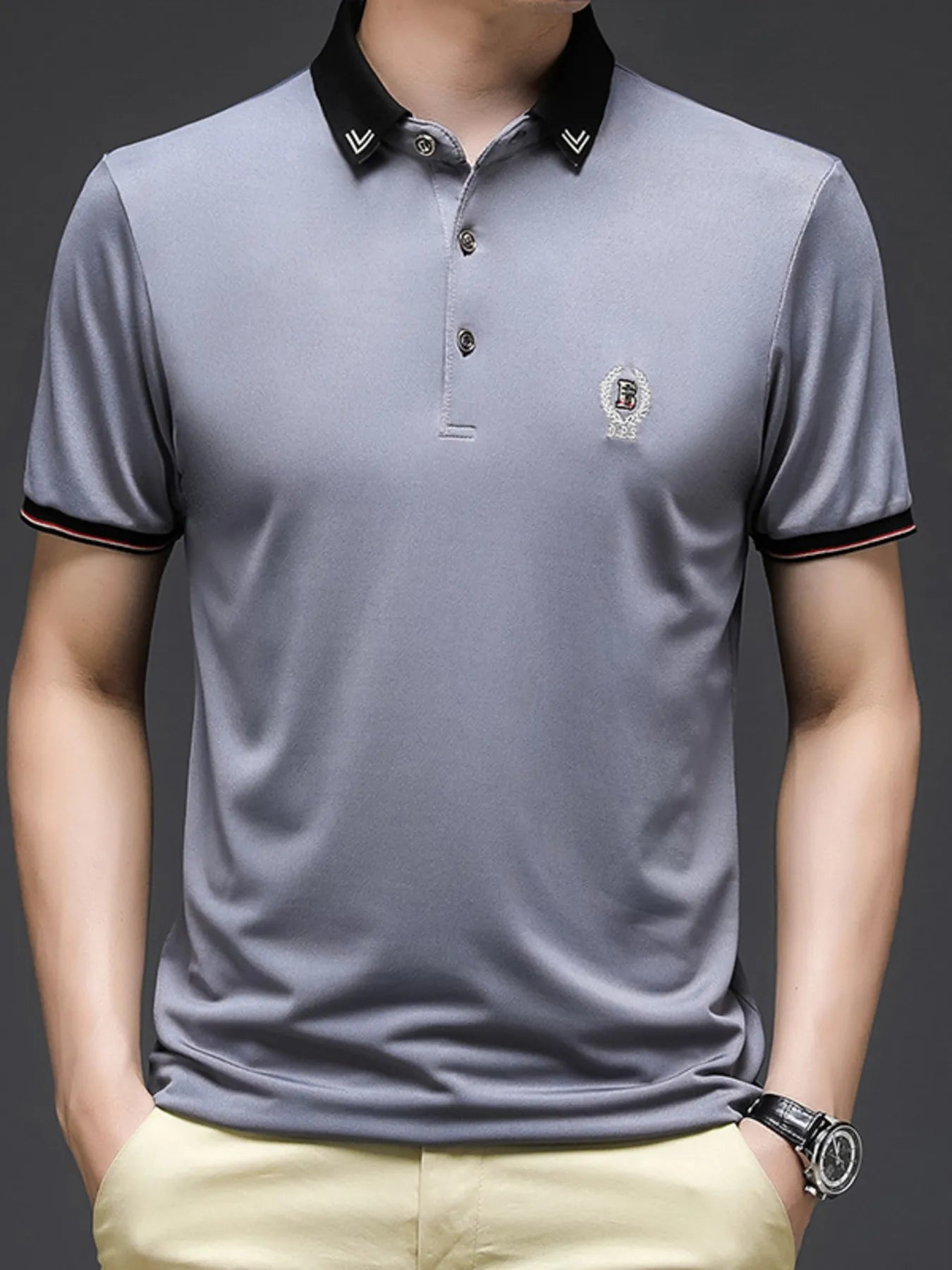 Men's Plus Size Short Sleeve Collar Polo Shirt - Men's Polo shirt by Trendsi | Available at Handbags Specialist Headquarter