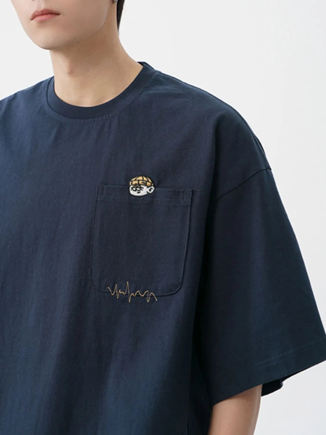 Men's Plus Size Round Neck Embroidered T-Shirt - Men's T-Shirt by Trendsi | Available at Handbags Specialist Headquarter