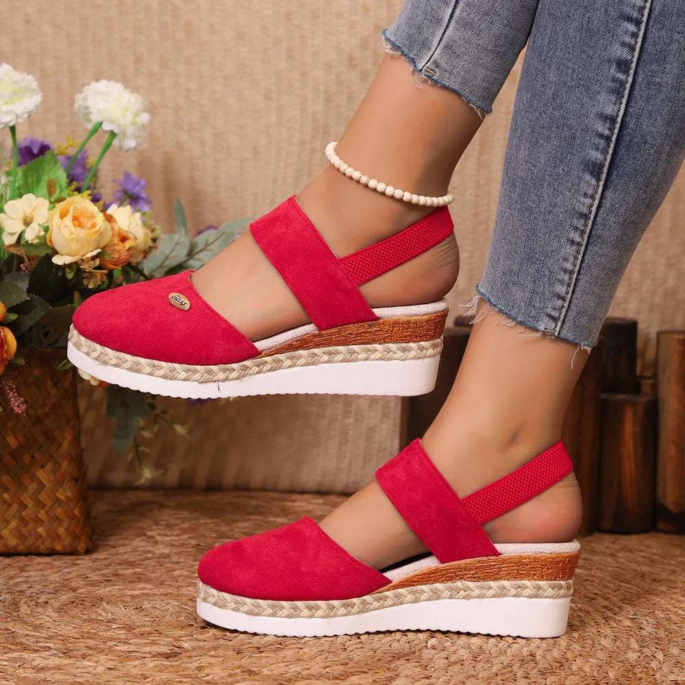Round Toe Wedge Sandals -  by Trendsi | Available at Handbags Specialist Headquarter