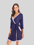 Tie Waist Surplice Neck Robe with Pockets - Sleepwear by Trendsi | Available at Handbags Specialist Headquarter