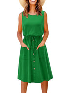 Full Size Round Neck Sleeveless Tank Dress Plus Size - Women Plus Size by Trendsi | Available at Handbags Specialist Headquarter