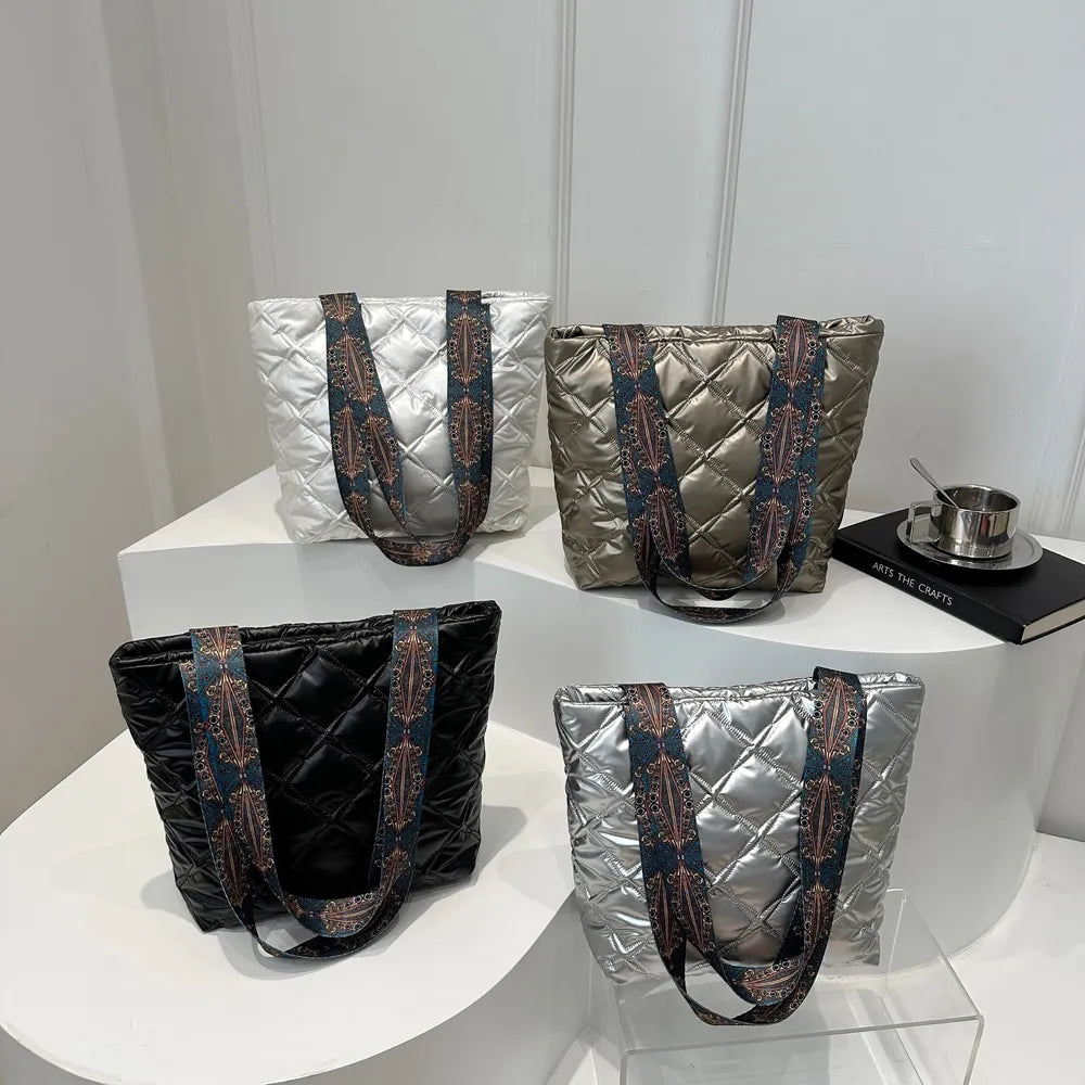 PU Leather Printed Strap Quilted Handbag - Tote Bag by Trendsi | Available at Handbags Specialist Headquarter