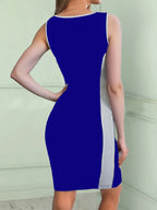 V-Neck Colorblock Sleeveless Bodycon Dress - Dresses by Trendsi | Available at Handbags Specialist Headquarter