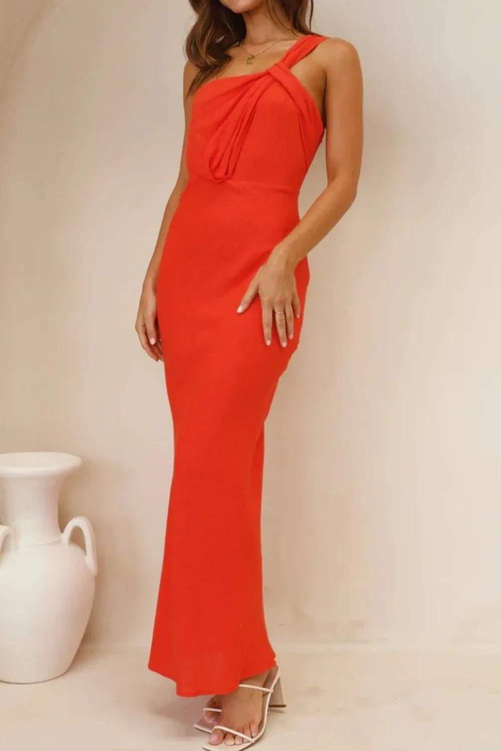 Ruched Single Shoulder Maxi Dress - Maxi Dress by Trendsi | Available at Handbags Specialist Headquarter