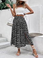 Slit Smocked Printed Skirt - Skirts by Trendsi | Available at Handbags Specialist Headquarter