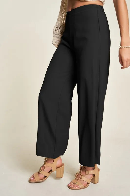 Davi & Dani Wide Leg Mid-Rise Pants -  by Trendsi | Available at Handbags Specialist Headquarter