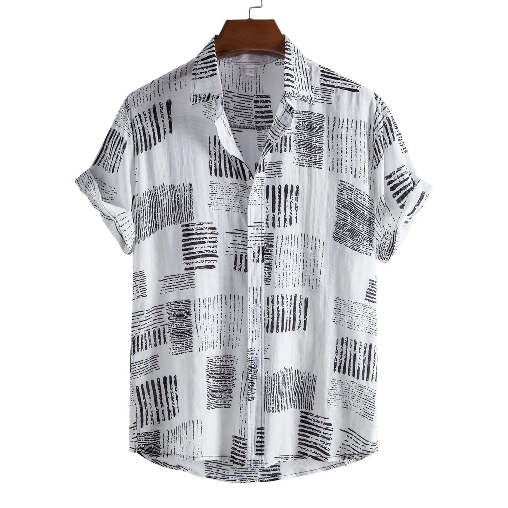 Men's Plus Size Casual Printed Short Sleeve Shirt - mens-shirts by Trendsi | Available at Handbags Specialist Headquarter