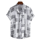 Men's Plus Size Casual Printed Short Sleeve Shirt - mens-shirts by Trendsi | Available at Handbags Specialist Headquarter