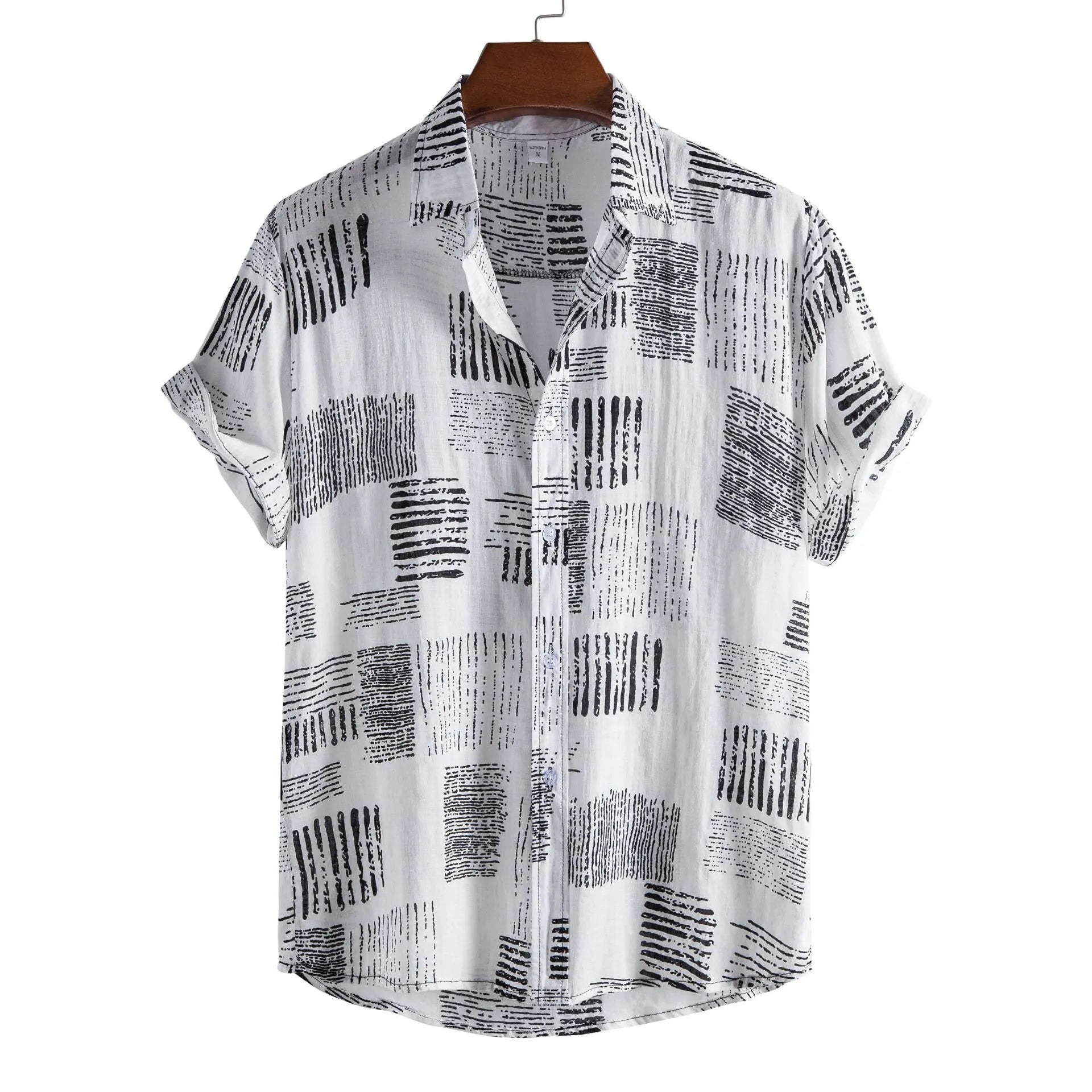 Men's Plus Size Casual Printed Short Sleeve Shirt - mens-shirts by Trendsi | Available at Handbags Specialist Headquarter