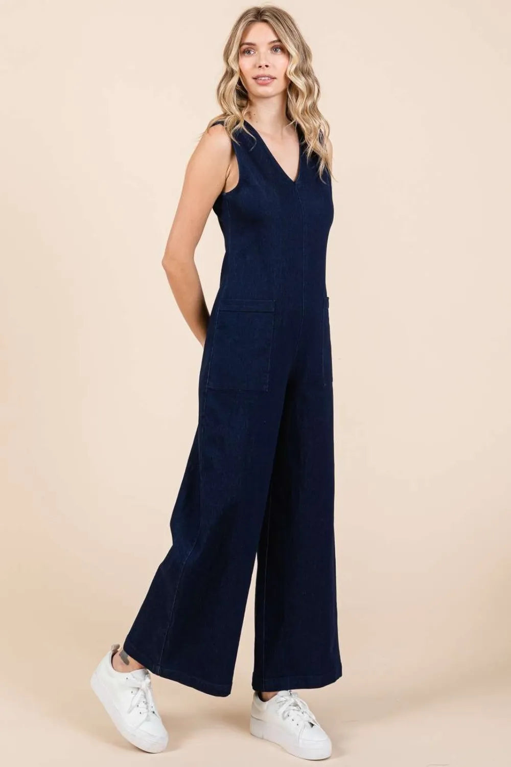 Mittoshop Sleeveless Wide Leg Denim Jumpsuit - Sleepwear by Trendsi | Available at Handbags Specialist Headquarter