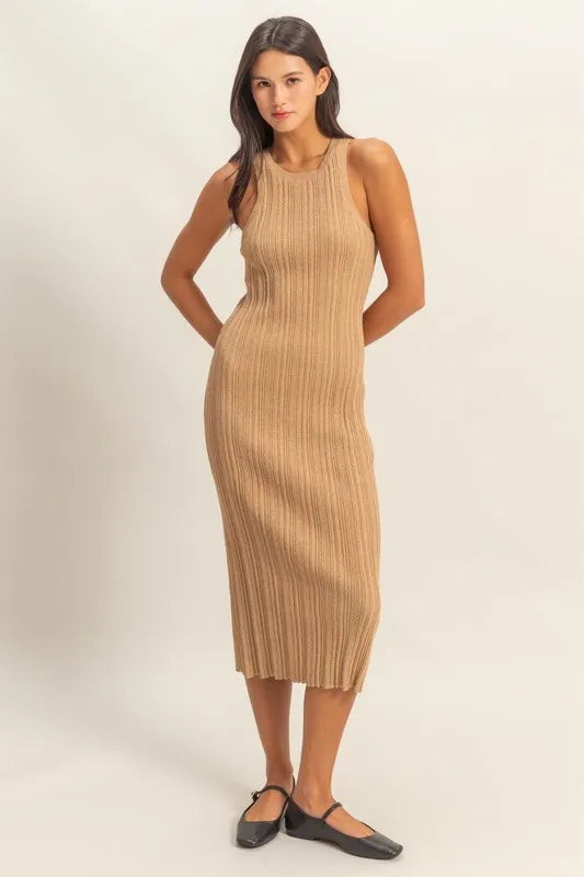 HYFVE Round Neck Bodycon Ribbed Knit Dress - Maxi Dress by Trendsi | Available at Handbags Specialist Headquarter