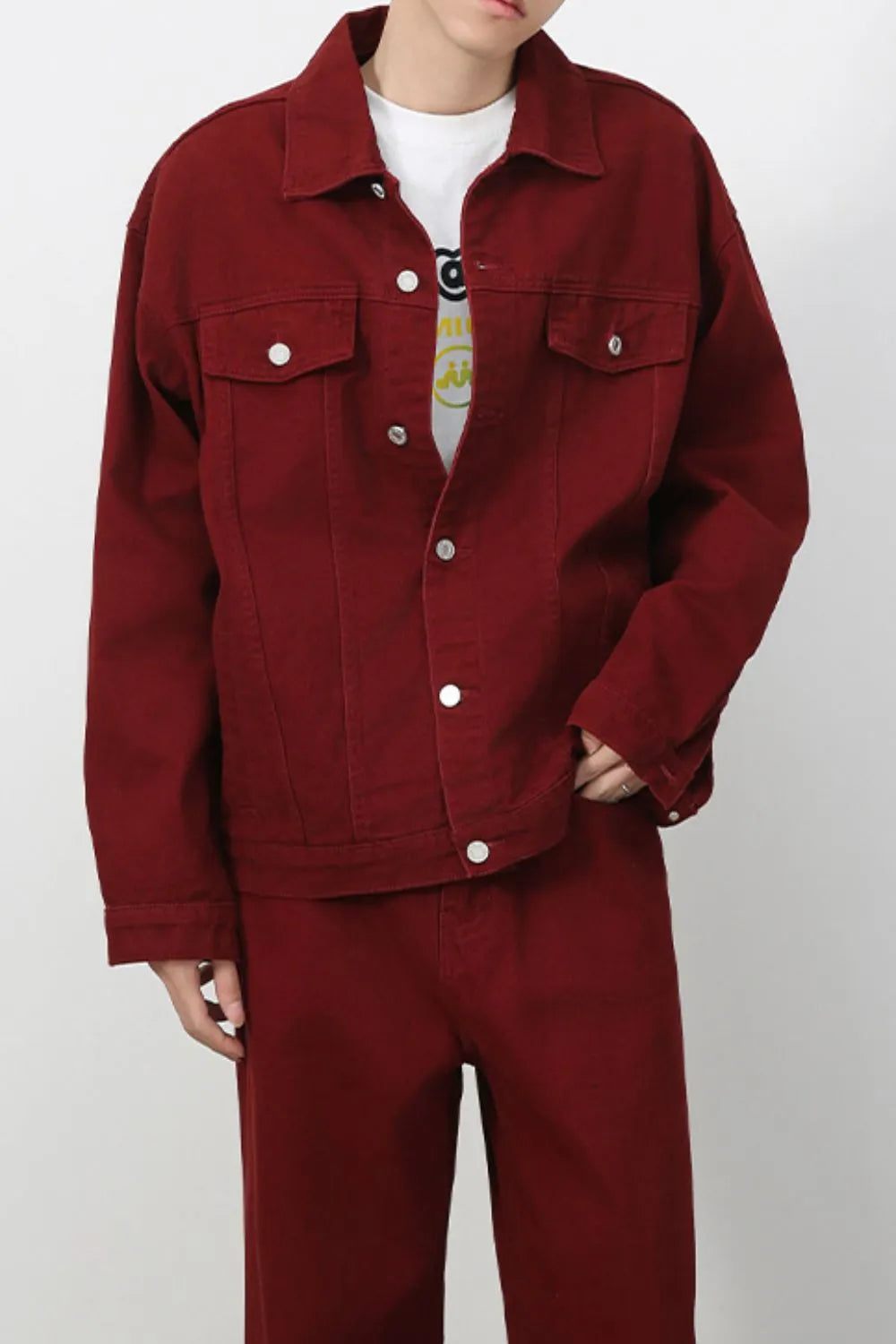 Men's Button Up Dropped Shoulder Denim Jacket - Men's jackets by Trendsi | Available at Handbags Specialist Headquarter