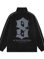 Men's Letter Graphic Track Jacket with Contrast Trim - Men's jackets by Trendsi | Available at Handbags Specialist Headquarter