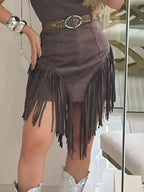 Fringe Square Neck Bodycon Mini Dress - Maxi Dress by Trendsi | Available at Handbags Specialist Headquarter