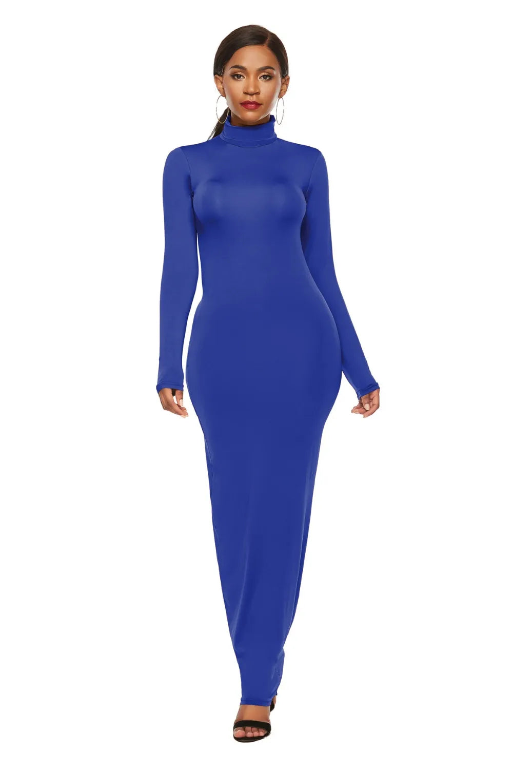 Mock Neck Long Sleeve Maxi Slim Dress - Maxi Dress by Trendsi | Available at Handbags Specialist Headquarter