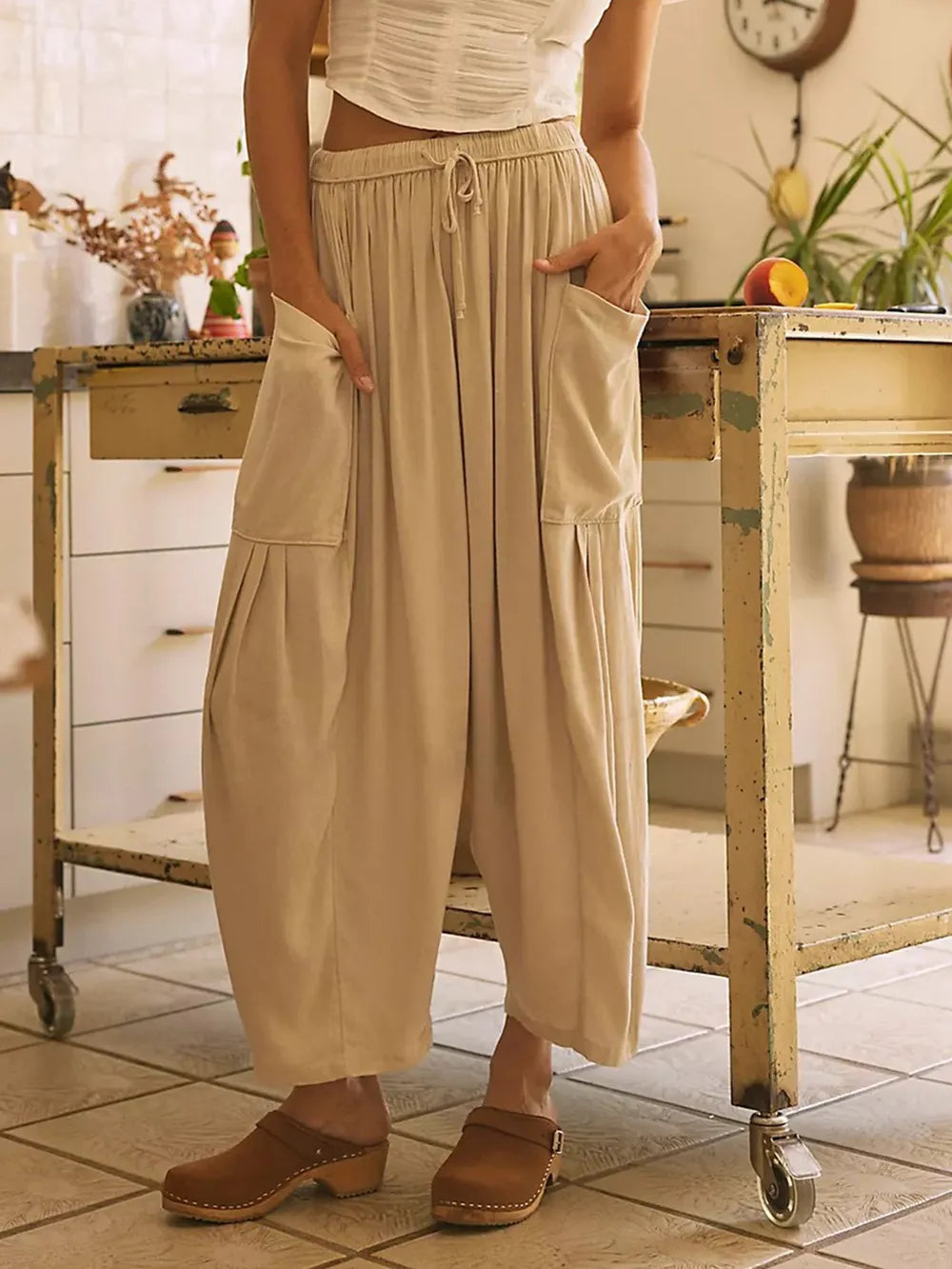 Full Size Wide Leg Pants with Pockets - Women Pants by Trendsi | Available at Handbags Specialist Headquarter