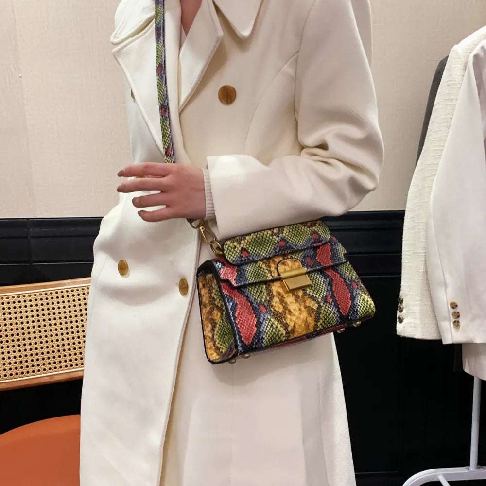 PU Leather Snakeskin Print Crossbody Bag - Crossbody Bag by Trendsi | Available at Handbags Specialist Headquarter