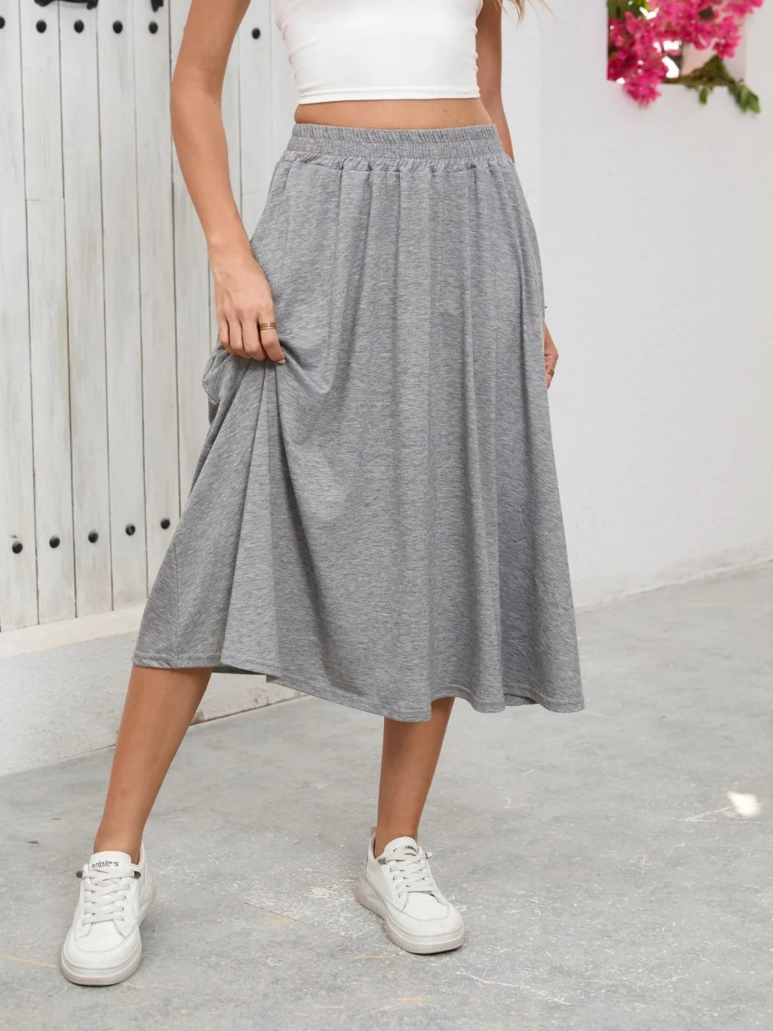 Elastic Waist Skirt With Pockets - Skirts by Trendsi | Available at Handbags Specialist Headquarter