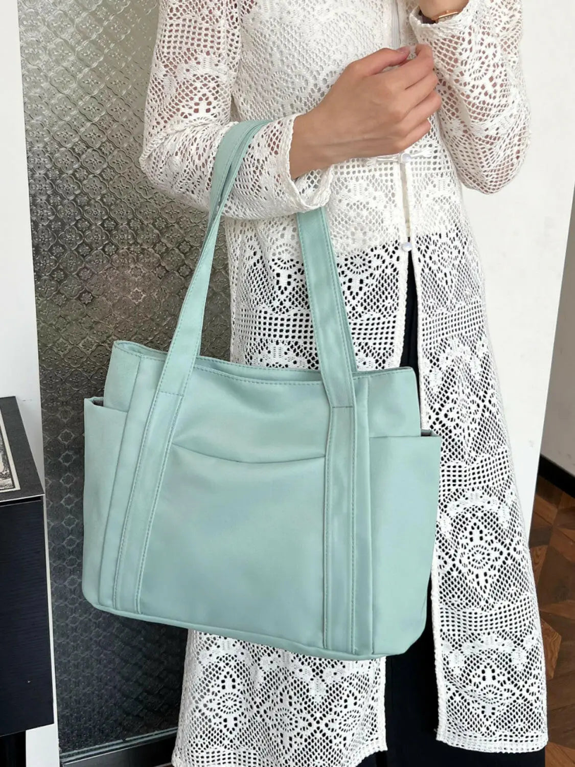 Oxford Cloth Tote Bag with Zipper - Tote Bag by Trendsi | Available at Handbags Specialist Headquarter