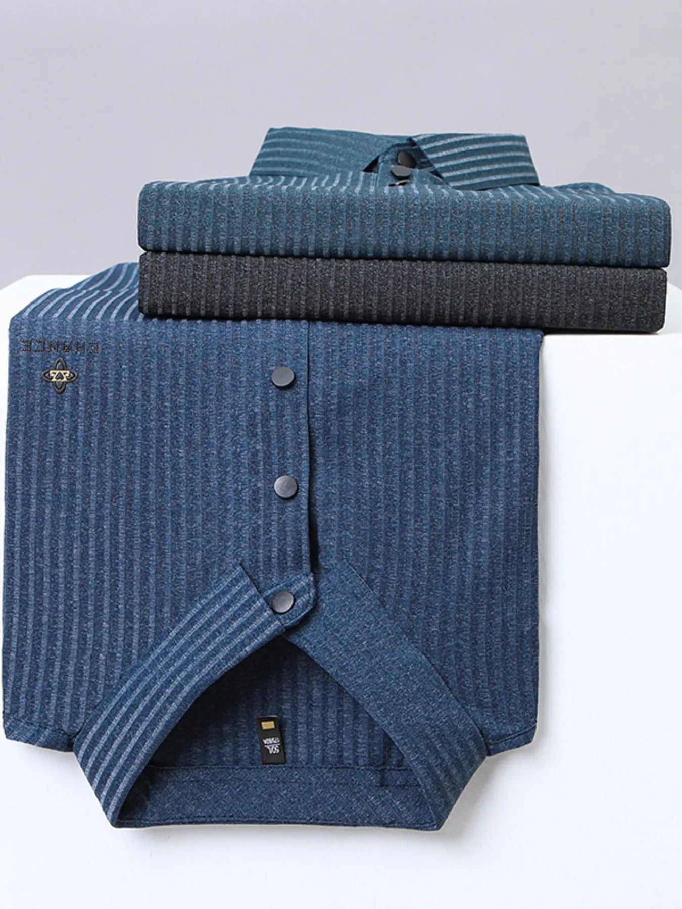 Men's Plus Size Ribbed Short Sleeve Polo Shirt - Men's Polo shirt by Trendsi | Available at Handbags Specialist Headquarter