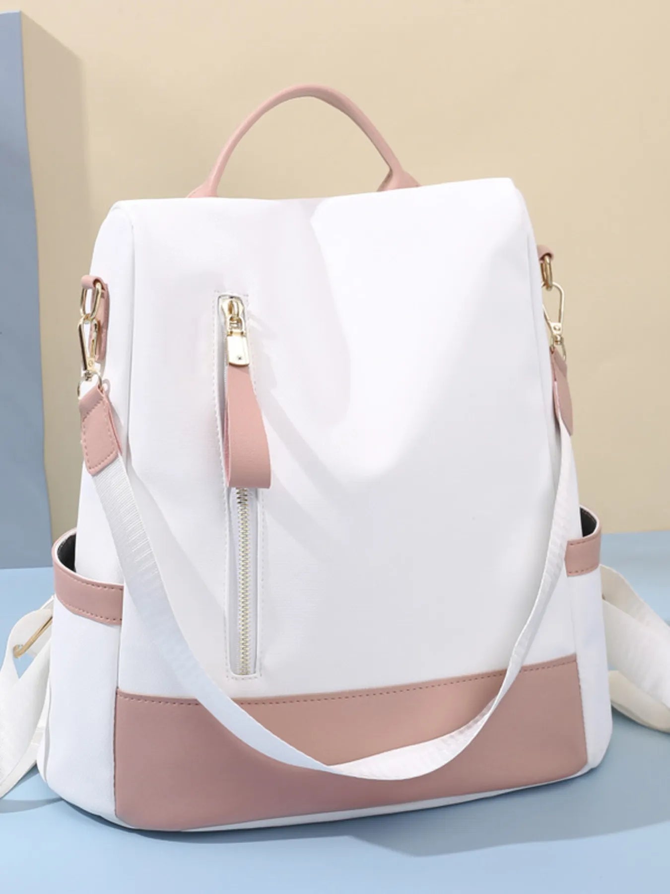 Color Block Convertible Backpack Bag - Leather Backpack Bag by Trendsi | Available at Handbags Specialist Headquarter