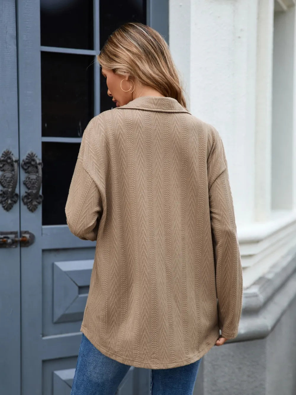 Button Down Long Sleeve Shirt - Women's Down Shirt Tops by Trendsi | Available at Handbags Specialist Headquarter