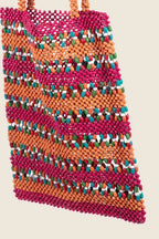 Fame Contrast Wooden Beaded Tote Bag - Tote Bag by Trendsi | Available at Handbags Specialist Headquarter