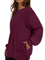 Oversized Long Sleeve Crewneck Sweatshirt - Tops by Trendsi | Available at Handbags Specialist Headquarter