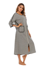 Round Neck Three-Quarter Sleeve Midi Night Dress - Sleepwear by Trendsi | Available at Handbags Specialist Headquarter