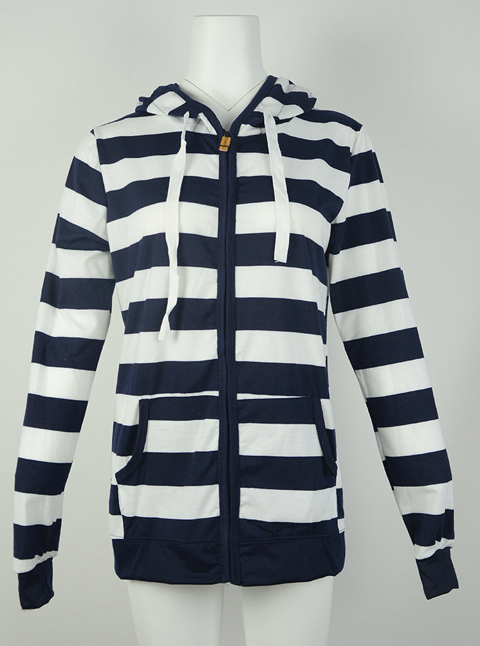 Hooded Striped Sweater – Cozy Long Sleeve Design for Modern Comfort