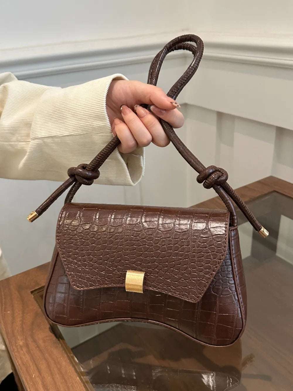 PU Leather Texture Crossbody Bag - Crossbody Bag by Trendsi | Available at Handbags Specialist Headquarter