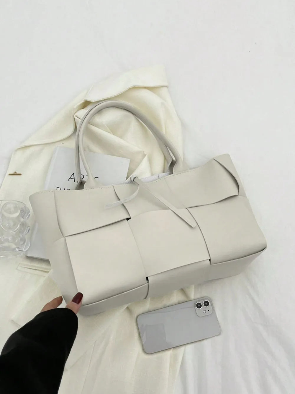 PU Leather Woven Handbag and Clutch Set - handbags by Trendsi | Available at Handbags Specialist Headquarter