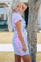 Women Tie-Dye Belted T-Shirt Dress - Dresses by Trendsi | Available at Handbags Specialist Headquarter