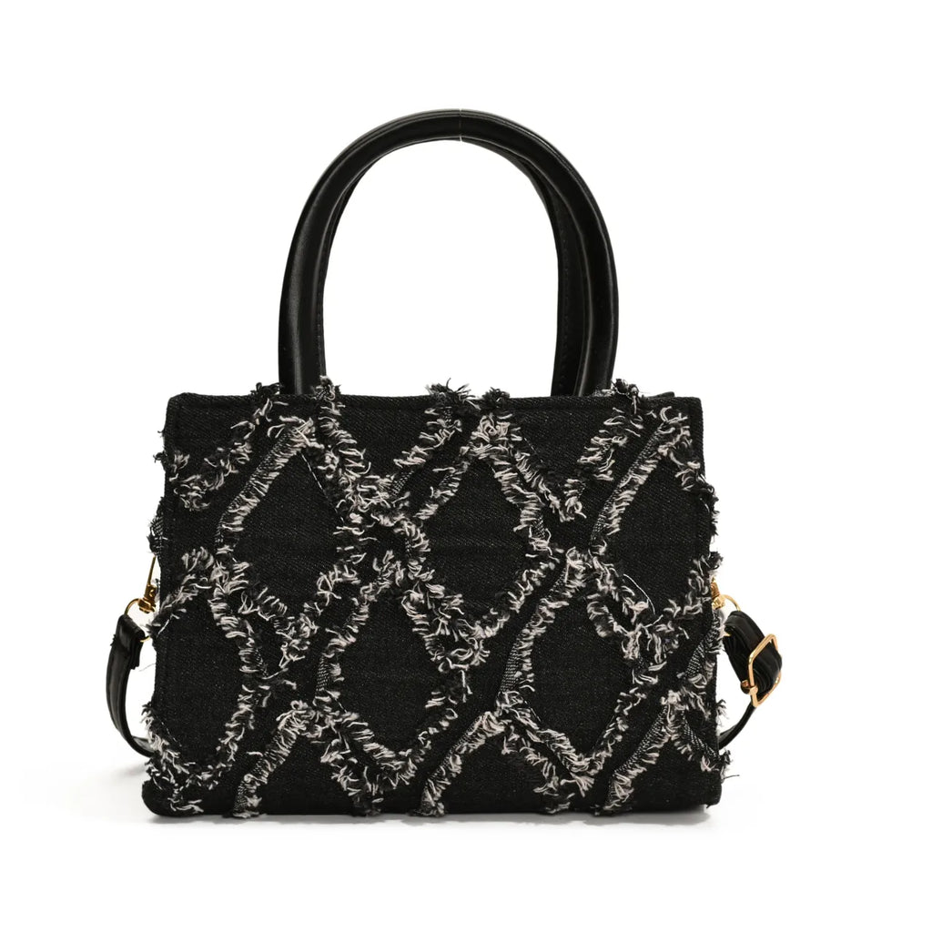 Diamond Pattern Fringe Edge Tote Bag - Tote Bag by Trendsi | Available at Handbags Specialist Headquarter