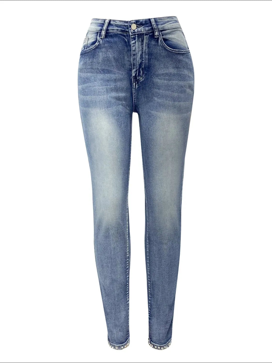 Rhinestone Butterfly Jeans with Pockets - Women / Jeans & Denim by Trendsi | Available at Handbags Specialist Headquarter