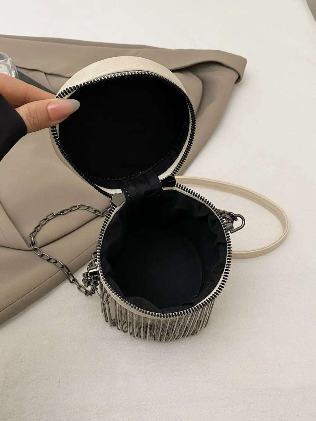 Fringe PU Leather Bucket Bag - Crossbody Bag by Trendsi | Available at Handbags Specialist Headquarter