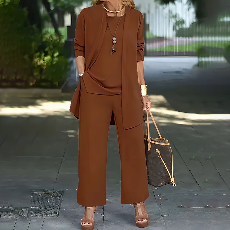 CurvyChic 3-Piece Lounge Set: Cardigan, Vest & Pants